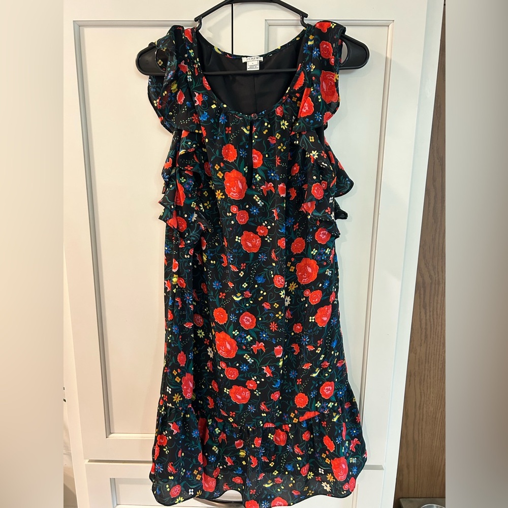 Never Worn Floral J.Crew Dress - Black and Red Floras Dress